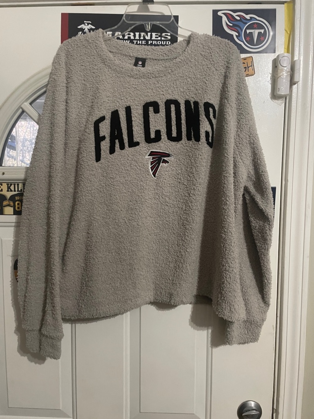 Atlanta Falcons Plush Crewneck Sweater - Light Gray